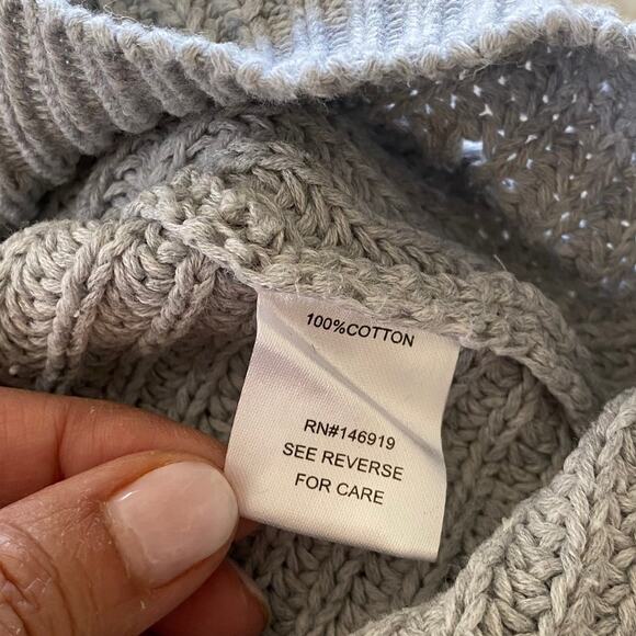 Onehart Long Sleeve Pullover Cable Knit Sweater 100% Cotton Oversized Gray XS - Picture 5 of 9